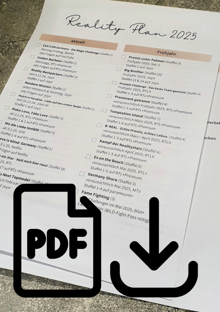 Realitiy-TV-Planer als PDF zum Download