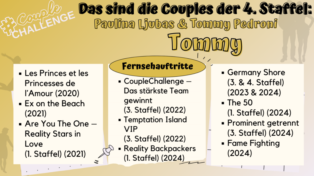 Couple Challenge 2025 - Kandidaten - alle Infos & Formate: Tommy Pedroni